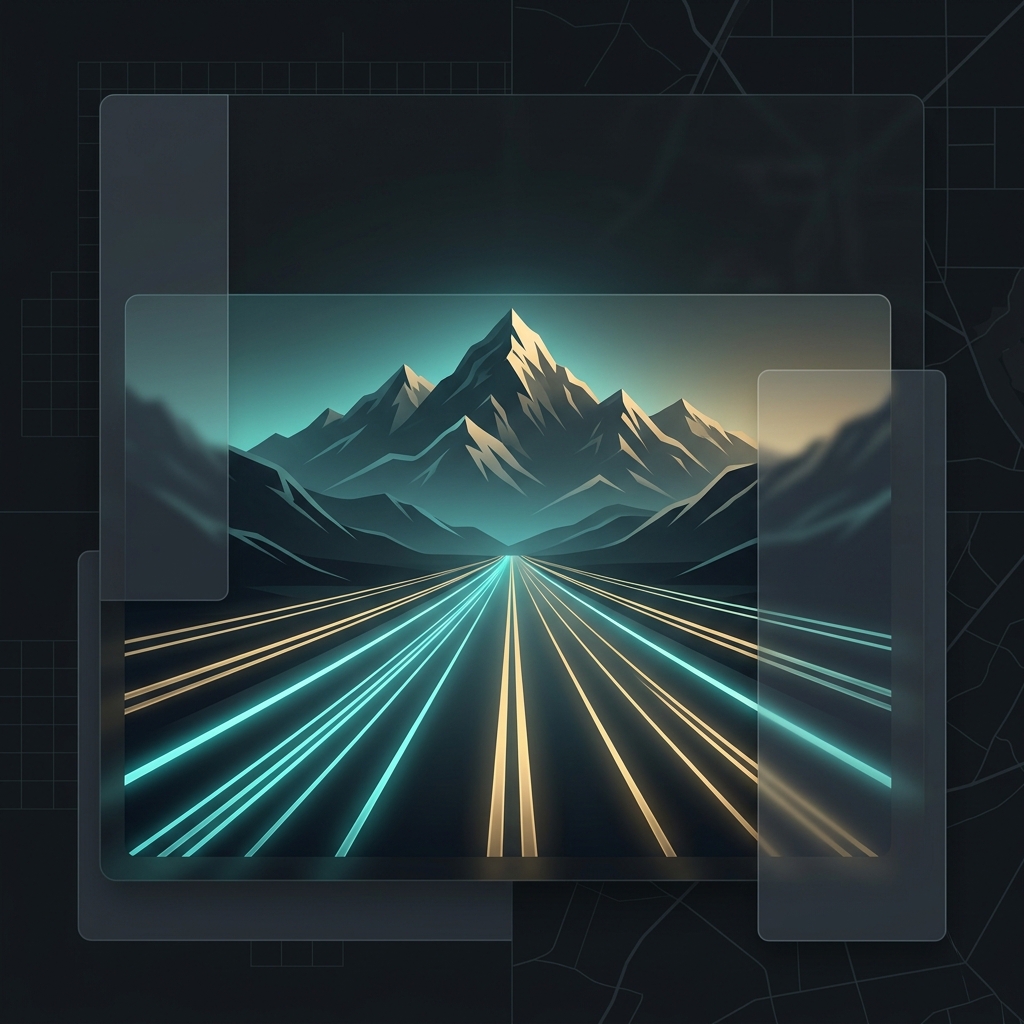 Delhi-Dehradun Expressway neon aesthetic leading into the mountains