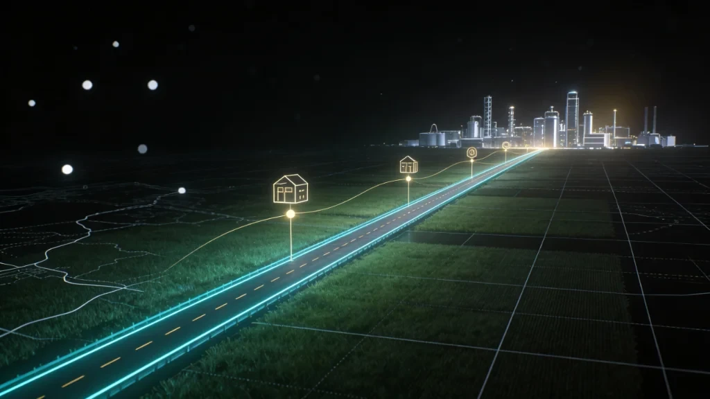 Infrastructure connecting land parcels in India