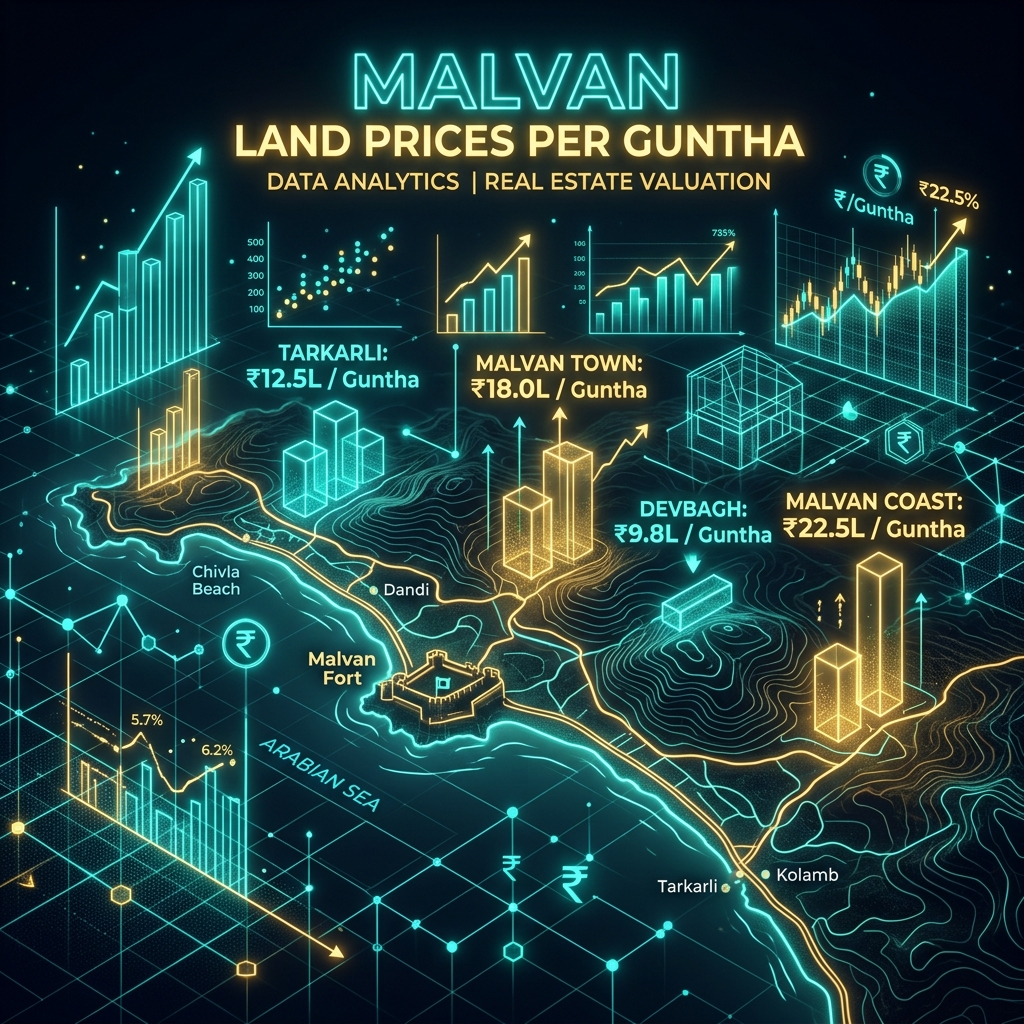 Malvan and Tarkarli coastal belt — land price per guntha guide for 2026