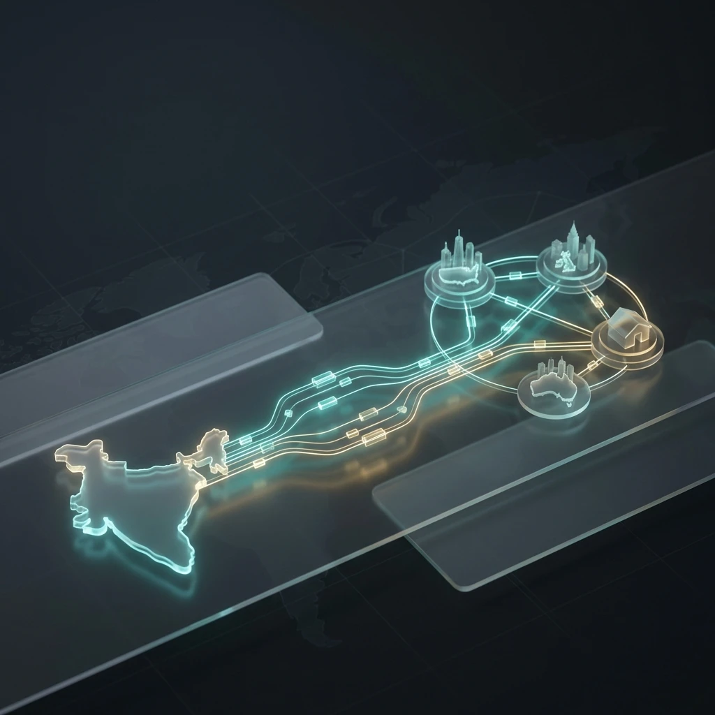 Illustration of money transfer from India to Global Account
